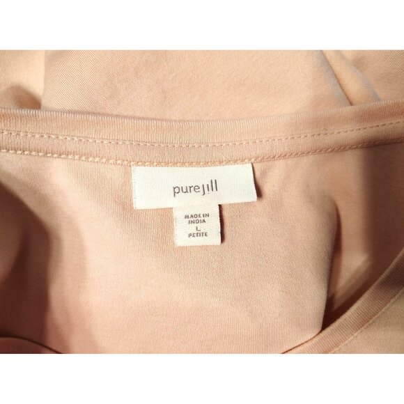 Pure Jill Large Pink Pullover Top 100% Cotton, Long Sleeve Front Pockets J. Jill - Picture 3 of 4